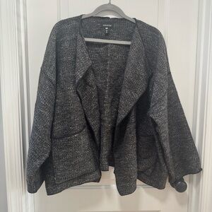 Eskandar size 1 Wool Hemp Blend‎ Grey Boxy Open Cardigan US size Medium 10-12